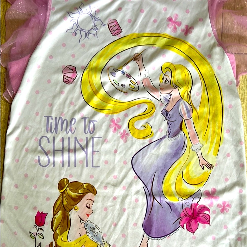 Disney Princess Nightgown Rapunzel Belle Beauty and the Beast Tangled Sparkle - Picture 3 of 9